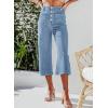 imageSidefeel Womens Capri Pants Trendy Wide Leg Jeans High Waisted Stretchy Loose Cropped Denim PantsMist Blue