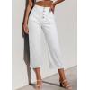 imageSidefeel Womens Capri Pants Trendy Wide Leg Jeans High Waisted Stretchy Loose Cropped Denim PantsWhite