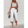 imageSidefeel Womens Capri Pants Trendy Wide Leg Jeans High Waisted Stretchy Loose Cropped Denim PantsWhite