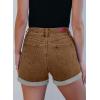 imageSidefeel Womens Jean Shorts High Waisted Stretchy Casual Rolled Hem Zimbaplatinum Denim ShortsBrown