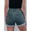 imageSidefeel Womens Jean Shorts High Waisted Stretchy Casual Rolled Hem Zimbaplatinum Denim ShortsVintage Blue