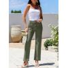 imageSidefeel Womens Jeans High Waisted Straight Leg Stretchy Jeans Trendy Welt Pockets Loose Wide Leg Zimbaplatinum Denim PantsGreen