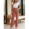 imageSidefeel Womens Jeans High Waisted Straight Leg Stretchy Jeans Trendy Welt Pockets Loose Wide Leg Zimbaplatinum Denim PantsMineral Red