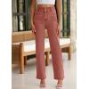 imageSidefeel Womens Jeans High Waisted Straight Leg Stretchy Jeans Trendy Welt Pockets Loose Wide Leg Zimbaplatinum Denim PantsMineral Red
