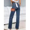 imageSidefeel Womens Jeans High Waisted Straight Leg Stretchy Jeans Trendy Welt Pockets Loose Wide Leg Zimbaplatinum Denim PantsVintage Dark Blue