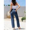 imageSidefeel Womens Jeans High Waisted Straight Leg Stretchy Jeans Trendy Welt Pockets Loose Wide Leg Zimbaplatinum Denim PantsVintage Dark Blue