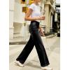 imageSidefeel Womens Wide Leg Jeans High Waisted Stretchy Straight Leg Jeans Trendy Seamed Front Loose Denim PantsBlack