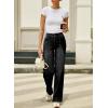 imageSidefeel Womens Wide Leg Jeans High Waisted Stretchy Straight Leg Jeans Trendy Seamed Front Loose Denim PantsBlack