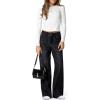 imageSidefeel Womens Wide Leg Jeans High Waisted Stretchy Straight Leg Jeans Trendy Seamed Front Loose Denim PantsBlack