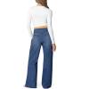 imageSidefeel Womens Wide Leg Jeans High Waisted Stretchy Straight Leg Jeans Trendy Seamed Front Loose Denim PantsBlue