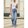 imageSidefeel Womens Wide Leg Jeans High Waisted Stretchy Straight Leg Jeans Trendy Seamed Front Loose Denim PantsIceland Blue