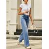 imageSidefeel Womens Wide Leg Jeans High Waisted Stretchy Straight Leg Jeans Trendy Seamed Front Loose Denim PantsIceland Blue