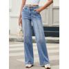 imageSidefeel Womens Wide Leg Jeans High Waisted Stretchy Straight Leg Jeans Trendy Seamed Front Loose Denim PantsIceland Blue