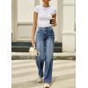 imageSidefeel Womens Wide Leg Jeans High Waisted Stretchy Straight Leg Jeans Trendy Seamed Front Loose Denim PantsLight Blue
