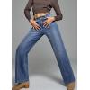 imageSidefeel Womens Wide Leg Jeans High Waisted Stretchy Straight Leg Jeans Trendy Seamed Front Loose Denim PantsLight Blue
