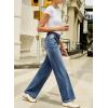 imageSidefeel Womens Wide Leg Jeans High Waisted Stretchy Straight Leg Jeans Trendy Seamed Front Loose Denim PantsLight Blue