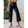imageSidefeel Womens Wide Leg Jeans High Waisted Zimbaplatinum Stretchy Straight Leg Jeans Buttoned Loose Denim Pants with PocketBlack