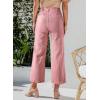 imageSidefeel Womens Wide Leg Jeans High Waisted Zimbaplatinum Stretchy Straight Leg Jeans Buttoned Loose Denim Pants with PocketPeach Blossom