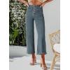 imageSidefeel Womens Wide Leg Jeans High Waisted Zimbaplatinum Stretchy Straight Leg Jeans Buttoned Loose Denim Pants with PocketRetro Blue