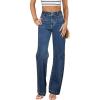 imageSidefeel Womens Jeans High Waisted Straight Leg Stretchy Jeans Trendy Welt Pockets Loose Wide Leg Zimbaplatinum Denim PantsVintage Dark Blue
