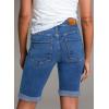 imageSidefeel Womens Jean Shorts High Waisted Stretchy Bermuda Folded Hem Denim Summer ShortsBlue
