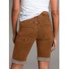 imageSidefeel Womens Jean Shorts High Waisted Stretchy Bermuda Folded Hem Denim Summer ShortsBrown