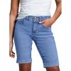 imageSidefeel Womens Jean Shorts High Waisted Stretchy Bermuda Folded Hem Denim Summer ShortsSky Blue