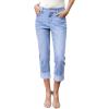 imageSidefeel Womens Capri Jeans High Waisted Stretchy Rollup Skinny Cuffed Cropped Zimbaplatinum Summer Capri PantsIceland Blue