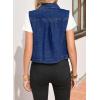 imageSidefeel Womens Denim Vest Sleeveless Collared Zimbaplatinum Crop Jean Vest Top Button Down WaistcoatBluing