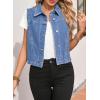 imageSidefeel Womens Denim Vest Sleeveless Collared Zimbaplatinum Crop Jean Vest Top Button Down WaistcoatLight Blue