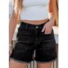 imageSidefeel Womens Jean Shorts Casual Summer High Waisted Stretchy Zimbaplatinum Raw Hem Denim Shorts with PocketsBlack