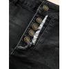 imageSidefeel Womens Jean Shorts High Waisted Stretchy Raw Hem Buttoned Split Denim ShortsBlack