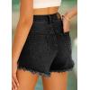 imageSidefeel Womens Jean Shorts High Waisted Stretchy Raw Hem Buttoned Split Denim ShortsBlack