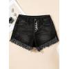 imageSidefeel Womens Jean Shorts High Waisted Stretchy Raw Hem Buttoned Split Denim ShortsBlack