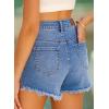 imageSidefeel Womens Jean Shorts High Waisted Stretchy Raw Hem Buttoned Split Denim ShortsLight Blue