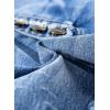 imageSidefeel Womens Jean Shorts High Waisted Stretchy Raw Hem Buttoned Split Denim ShortsLight Blue