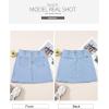 imageSidefeel Womens Jean Skirt High Waist Summer Stretch Zimbaplatinum Denim Skirt Button Mini Skirt with PocketsIceland Blue