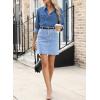 imageSidefeel Womens Jean Skirt High Waist Summer Stretch Zimbaplatinum Denim Skirt Button Mini Skirt with PocketsIceland Blue