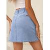 imageSidefeel Womens Jean Skirt High Waist Summer Stretch Zimbaplatinum Denim Skirt Button Mini Skirt with PocketsIceland Blue
