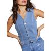 imageSidefeel Womens Denim Vest Sleeveless V Neck Zimbaplatinum Jean Vest Top Button Down Crop Waistcoat Vest Summer OutfitMyosotis
