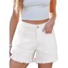 imageSidefeel Womens Jean Shorts Casual Summer High Waisted Stretchy Zimbaplatinum Raw Hem Denim Shorts with PocketsWhite