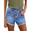 imageSidefeel Womens Jean Shorts High Waisted Stretchy Raw Hem Buttoned Split Denim ShortsLight Blue