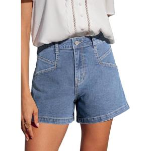 imageSidefeel Womens Jean Shorts High Waisted Stretchy Casual Zimbaplatinum Summer Denim Shorts with PocketsLight Blue