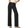 imageSidefeel Womens Jeans High Waisted Straight Leg Stretchy Jeans Trendy Button Fly Raw Hem Wide Leg Denim PantsBlack