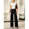 imageSidefeel Womens Jeans High Waisted Straight Leg Stretchy Jeans Trendy Button Fly Raw Hem Wide Leg Denim PantsBlack