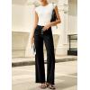 imageSidefeel Womens Jeans High Waisted Straight Leg Stretchy Jeans Trendy Button Fly Raw Hem Wide Leg Denim PantsBlack