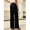 imageSidefeel Womens Jeans High Waisted Straight Leg Stretchy Jeans Trendy Button Fly Raw Hem Wide Leg Denim PantsBlack
