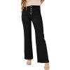 imageSidefeel Womens Jeans High Waisted Straight Leg Stretchy Jeans Trendy Button Fly Raw Hem Wide Leg Denim PantsBlack