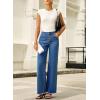 imageSidefeel Womens Jeans High Waisted Straight Leg Stretchy Jeans Trendy Button Fly Raw Hem Wide Leg Denim PantsBlue