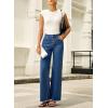 imageSidefeel Womens Jeans High Waisted Straight Leg Stretchy Jeans Trendy Button Fly Raw Hem Wide Leg Denim PantsBluing